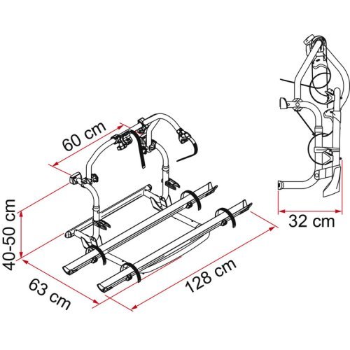 Rear carrier Carry Bike PRO C f.2 wheels, extendable 4 wheels (up to 60kg)