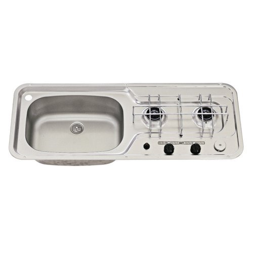 sink/cooker 800x320 2-flame stainless steel piezo basin left 30mbar