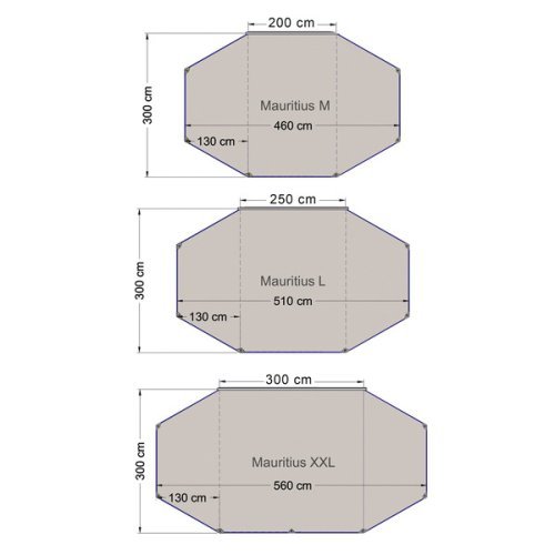 Sun Shade Mauritius L, 4,8x3m 2 erection-poles